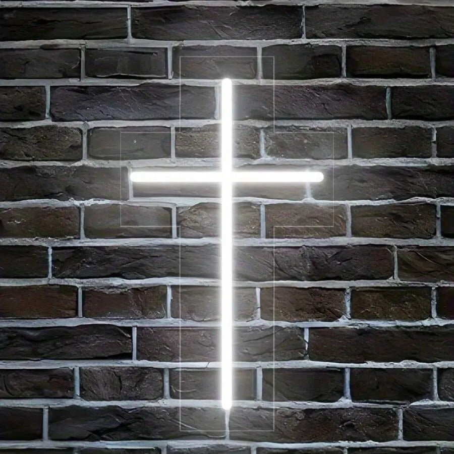 Neon cross glowing ambience light USB 5V powered modern simplicity word style 23cm or 40cm variants
