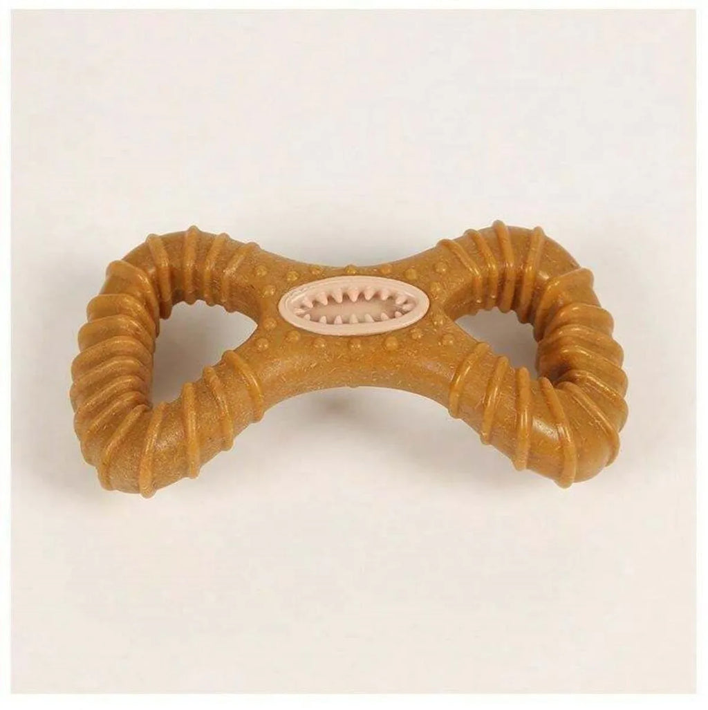 Durable rubber dog chew toy bone in 8-shape and Y-shape configurations for teeth cleaning and interactive play
