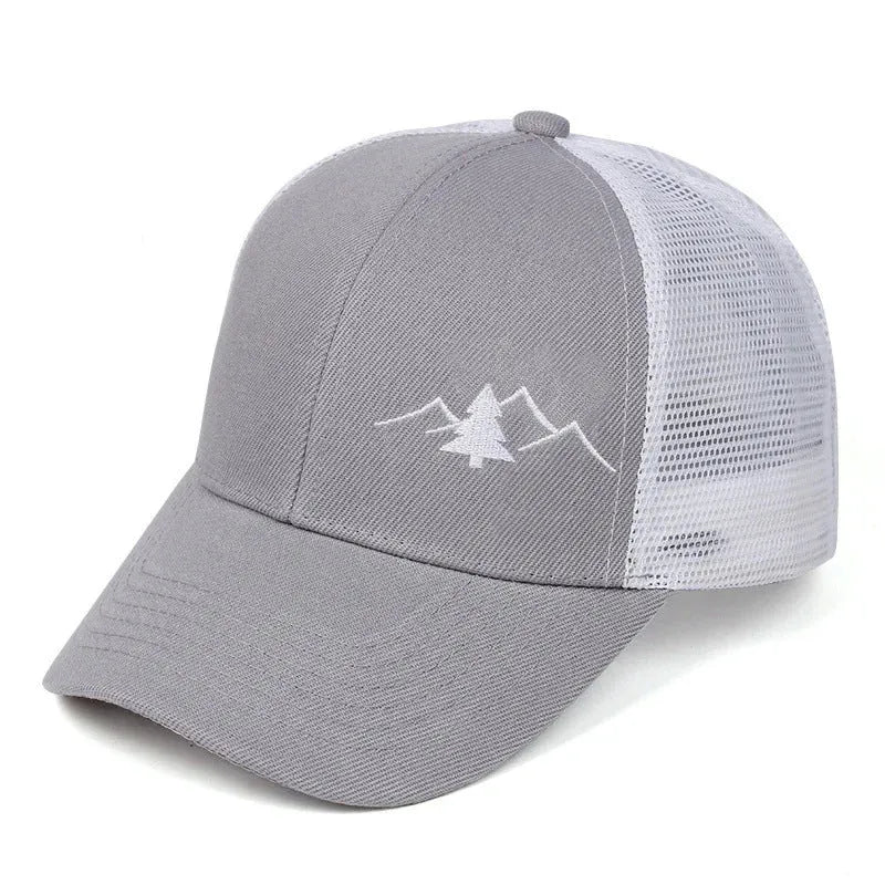 New outdoor trucker embroidered baseball cap for men in acrylic with dome crown and adjustable sizing