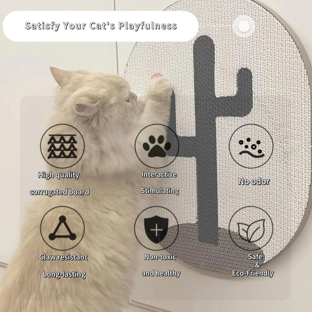 Wall-mounted cat scratching pad measuring 35x44 cm with corrugated cardboard surface
