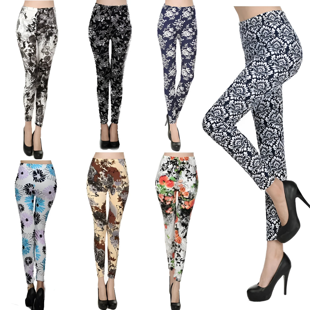 Lady stretch skinny pencil leggings cropped 92cm polyester fibre free size red rose