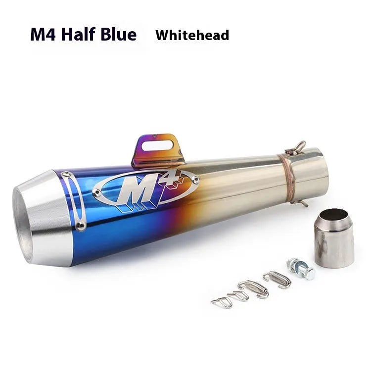 Universal M4 motorcycle exhaust pipe in multiple finish options for large displacement bikes