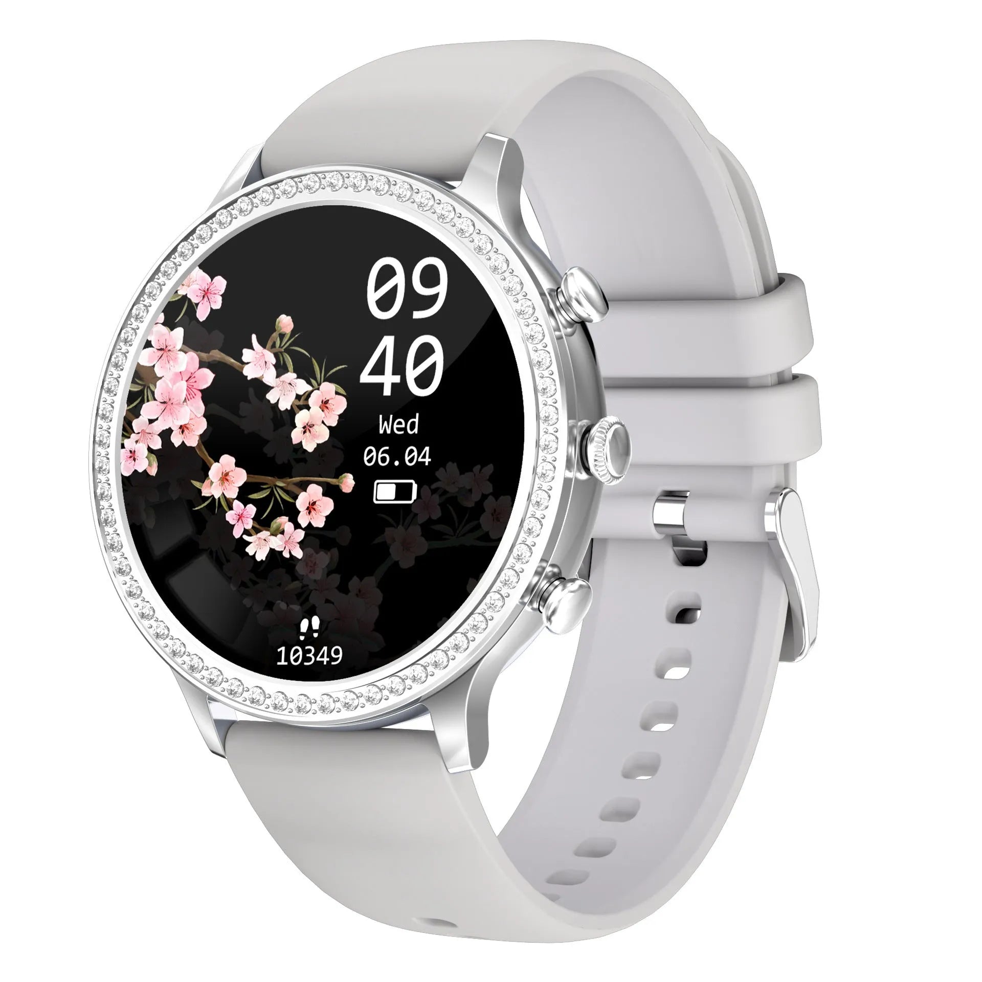 Women's bluetooth smart silicone watch with aluminium alloy case and gold shell powder colour