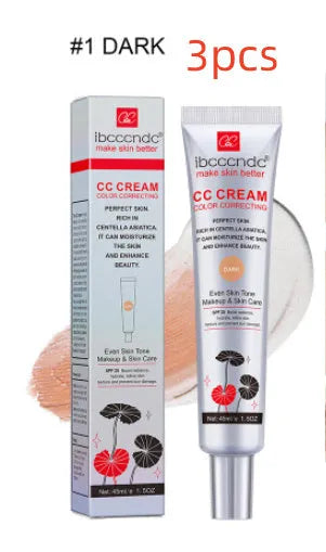 Erborian CC Cream tube in dark and light shade options for colour correcting makeup.