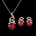 Women's bridal jewellery set with adjustable necklace and matching earrings in alloy diamond design