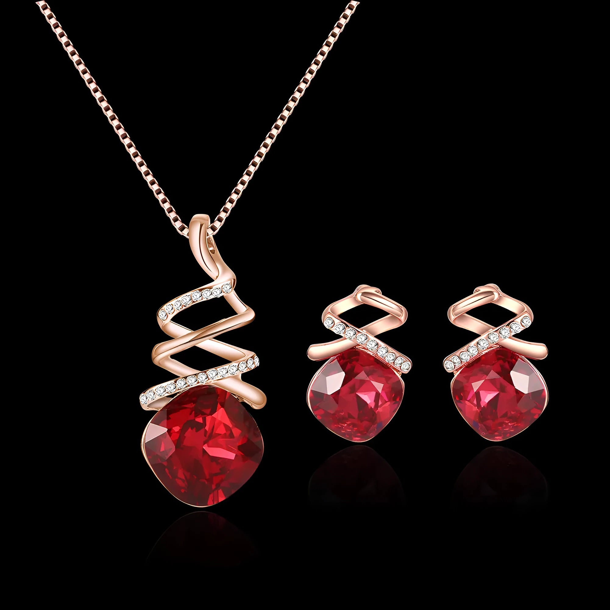Women's bridal jewellery set with adjustable necklace and matching earrings in alloy diamond design
