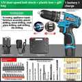 12V two-speed multi functional impact pistol drill electric screwdriver set in luxury packaging