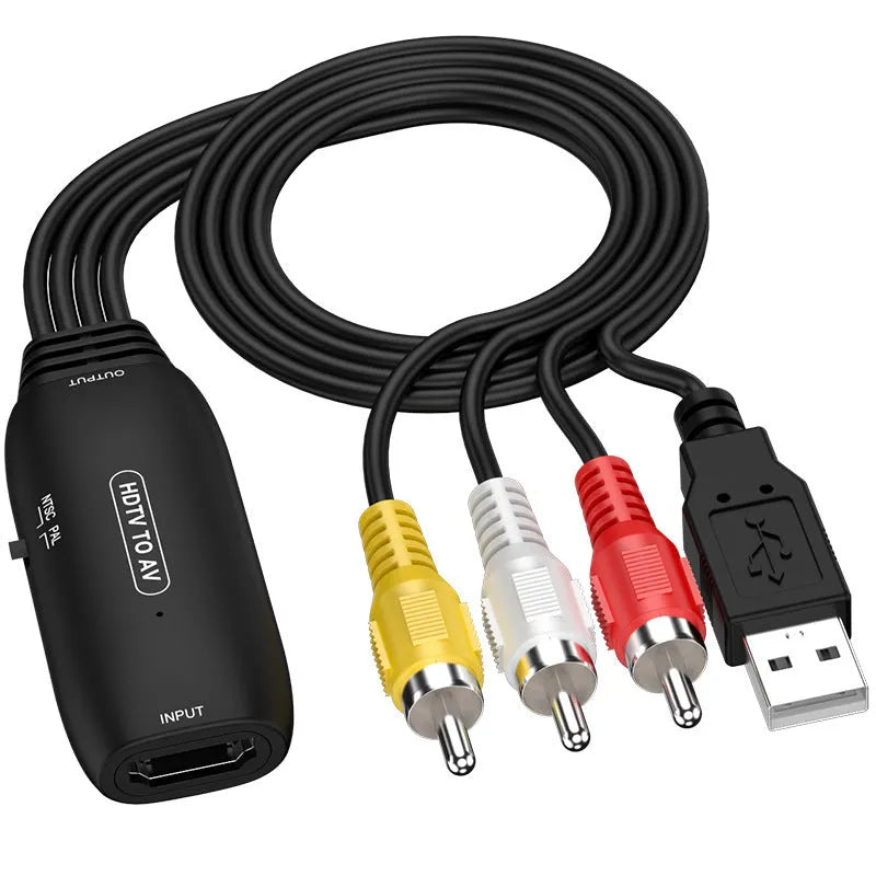 HDMI to AV converter cable with 110cm length for monitor and projector connections