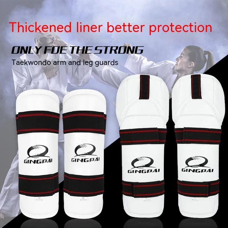 Taekwondo leg and arm protective gear set with PU EVA foam padding for martial arts training