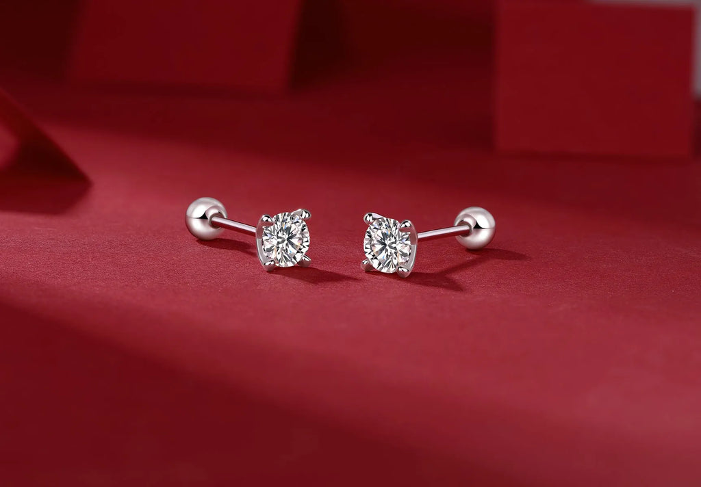 Time Imprint 0.5-carat moissanite stud earrings set in platinum-plated S925 silver with gift box and GRA certificate