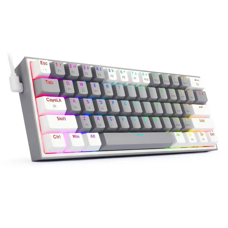White pink RGB mechanical keyboard with dual keycaps and multimedia controls