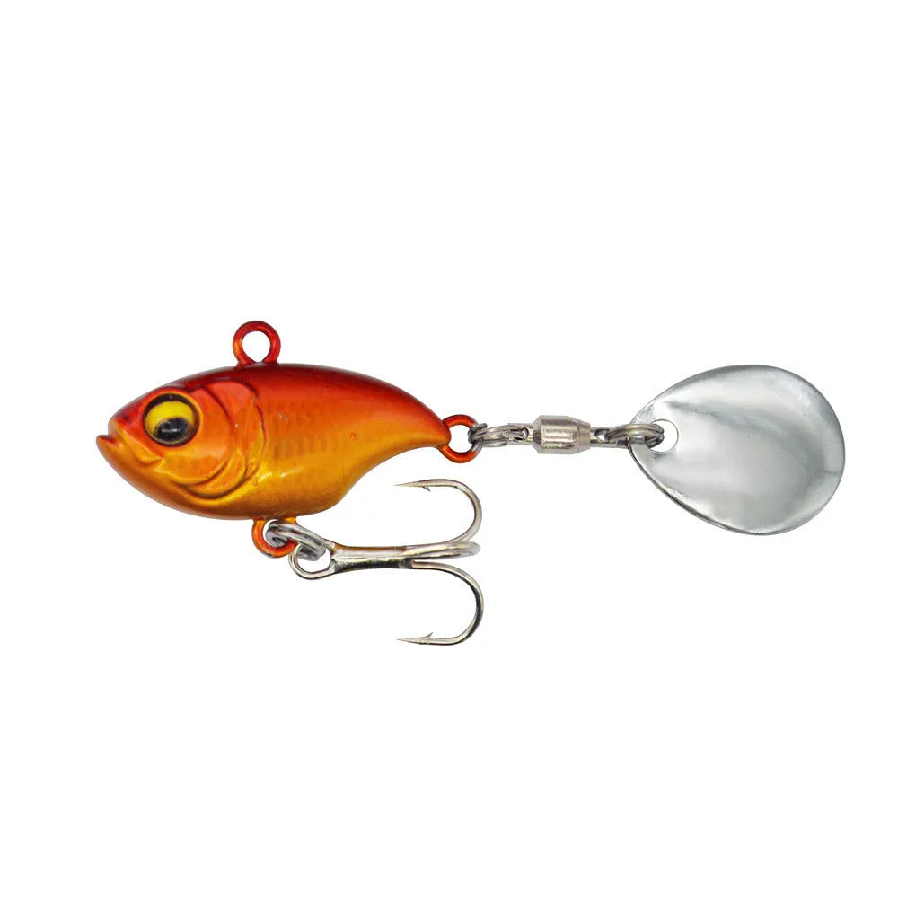 Metal fishing lure with rotating plates and sequins in multiple colour options for sea fishing