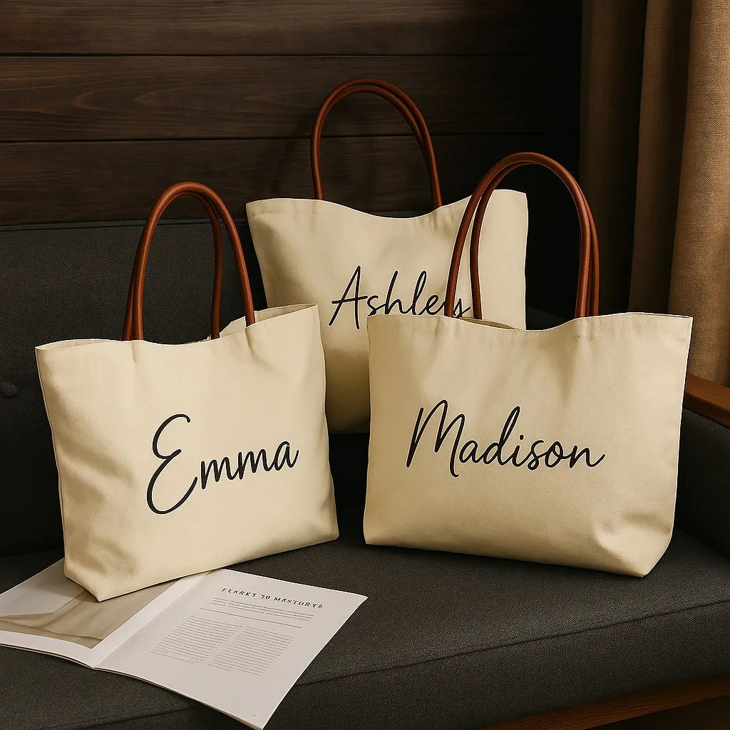 Large natural cotton canvas tote bag with wide straps, shown in beige white colour.
