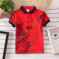 Children's short sleeve cotton polo shirt with lapel collar in solid colours