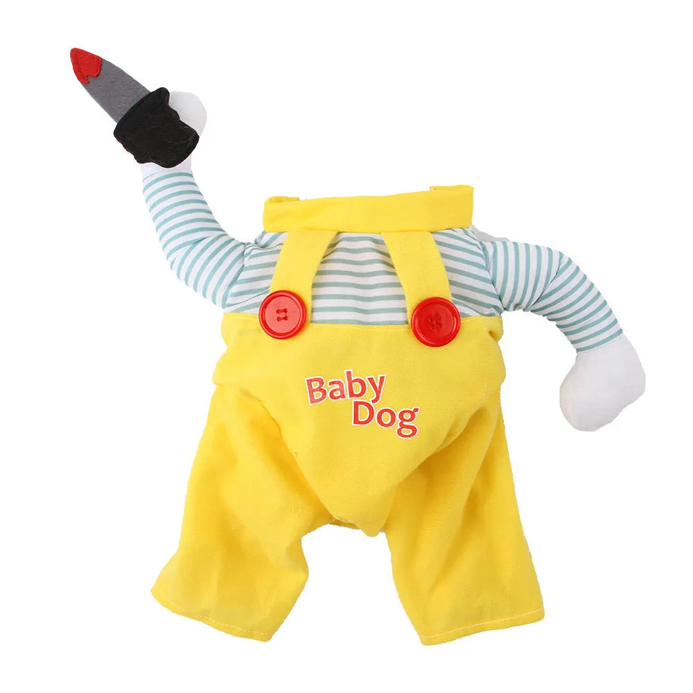 Yellow knife assassin costume for cats in polyester with four size options