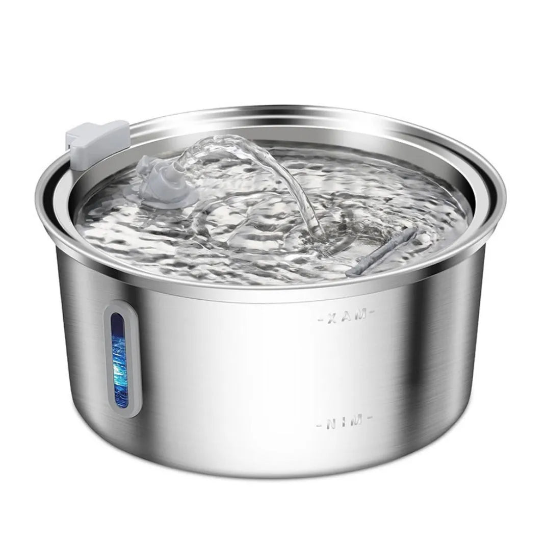 All stainless steel pet water dispenser round runway type large capacity for cats and dogs