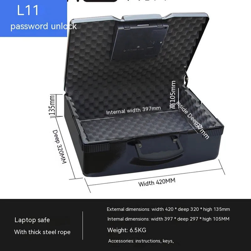 Portable steel alloy safe with mechanical combination dial and carrying handle