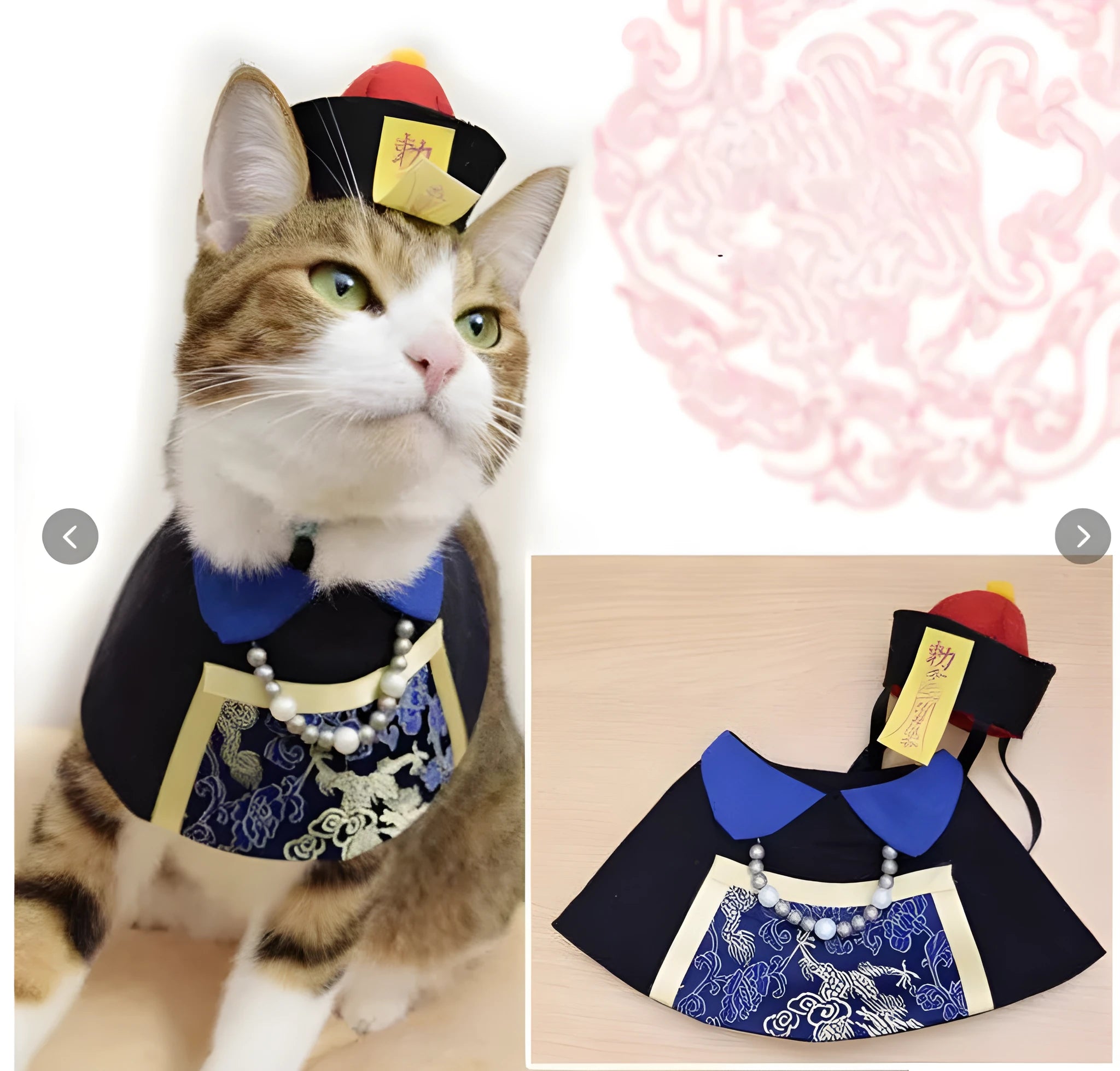 Polyester cat decoration bib in duke suit wine red, size S, showing front chest coverage