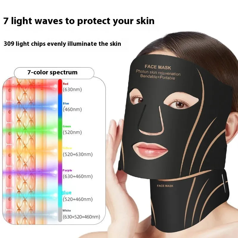 Black and gold IPL LED facial beauty device with silicone mask and hard shell case.