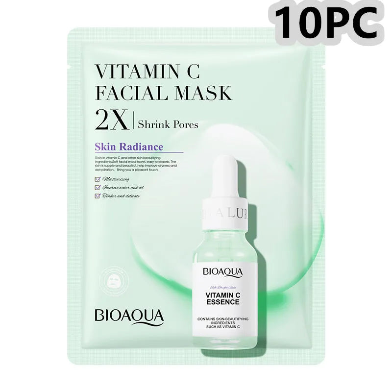 Single collagen hyaluronic acid facial sheet mask with 30g gel serum, shown on white background