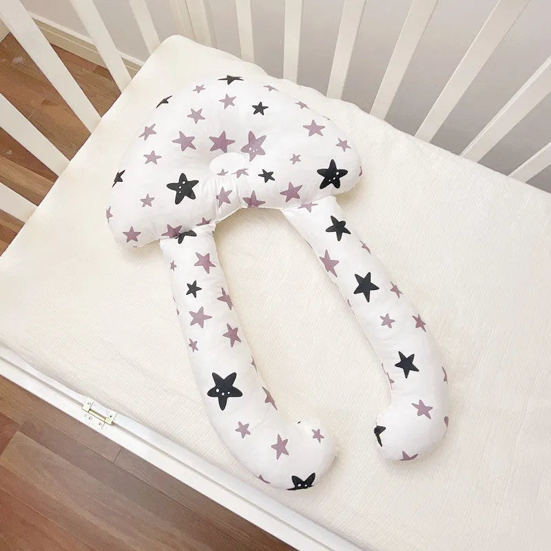Baby soothing pillow set pure cotton 60x40cm anti-tilt head support pillow in yellow plaid pattern
