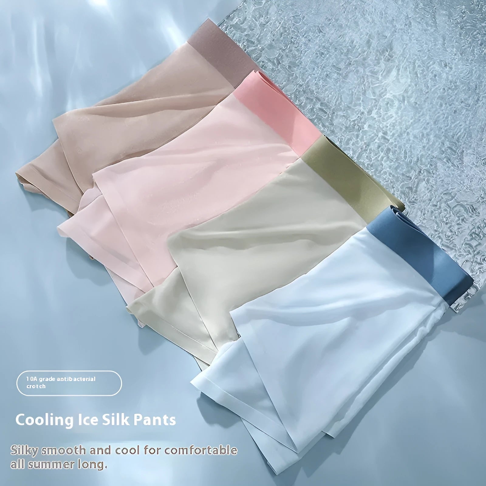 Men's Ice Silk graphene antibacterial shorts in bean green colour showing seamless design