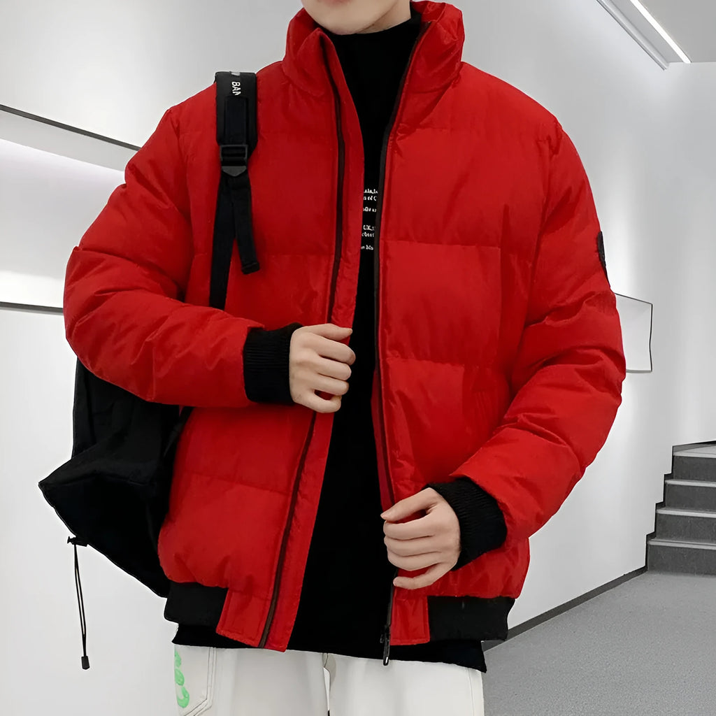 Thick cotton-padded jacket for men loose fit cardigan style polyester lining black colour option