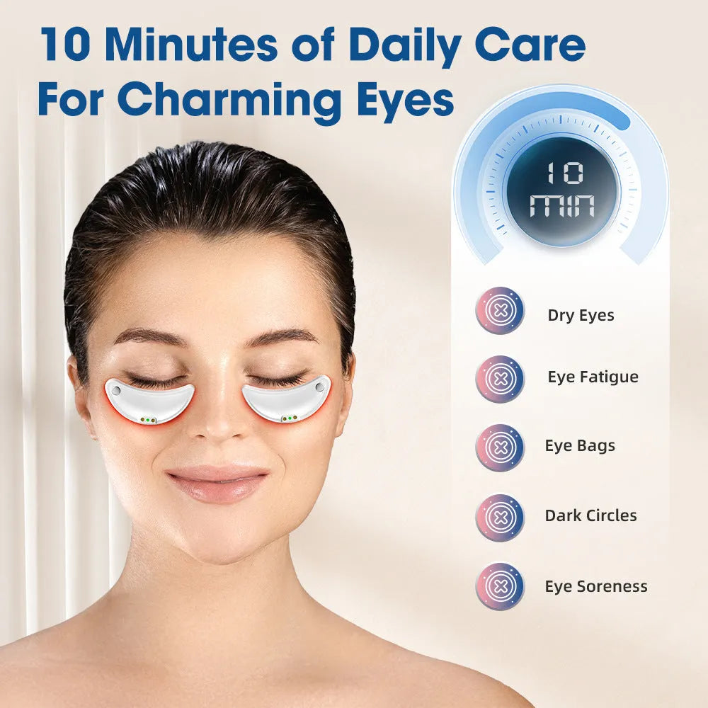 White wireless handheld red light eye beautification device with EMS massage function