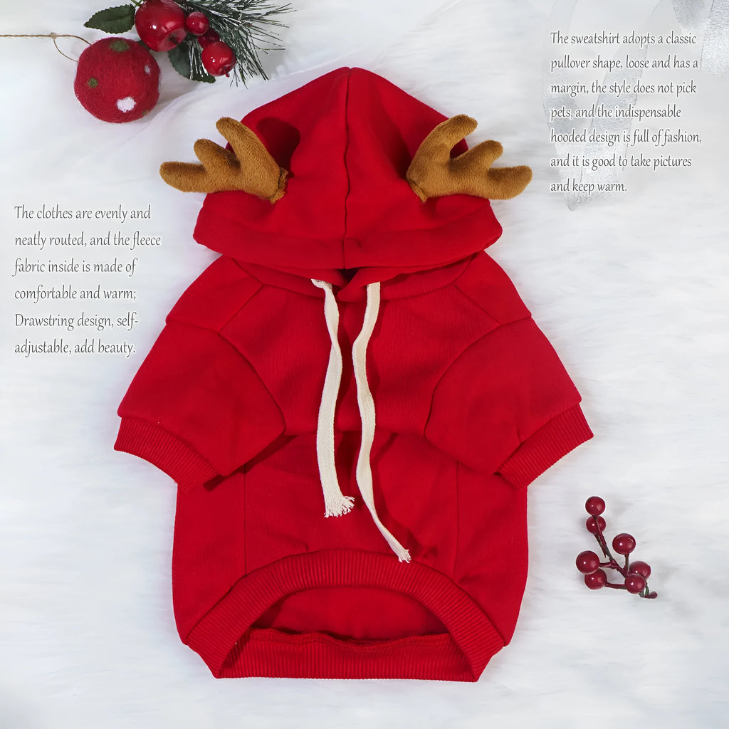 Red Halloween elk Christmas creative pet costume made of polyester cotton for dogs and cats