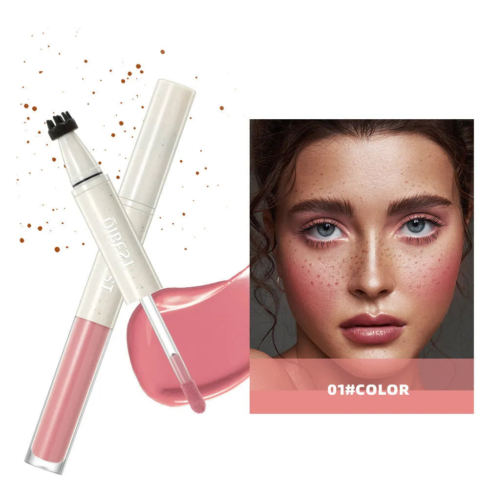 Double-headed freckle blush powder in matte finish with applicator, available in four colour options