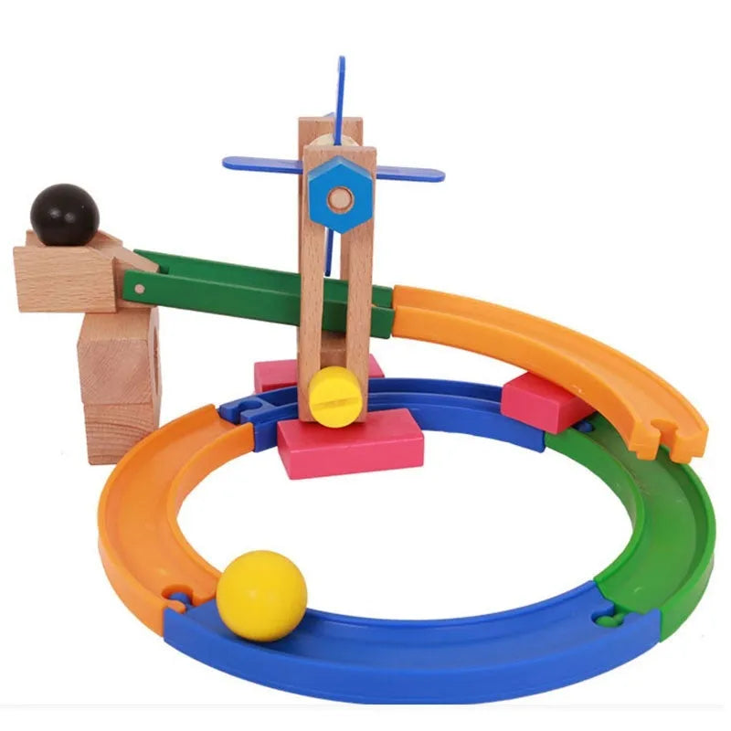 Wooden multifunctional creative track building block set for children aged 4-6 years old