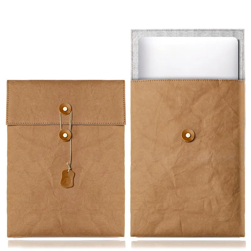 Non-magnetic notebook computer bag liner in washed kraft paper for 13 inch laptop