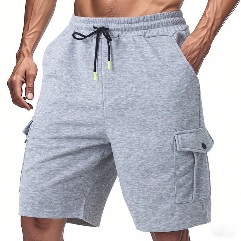 Men's heavy loose casual multi-pocket cargo shorts in ring fabric available in three colours