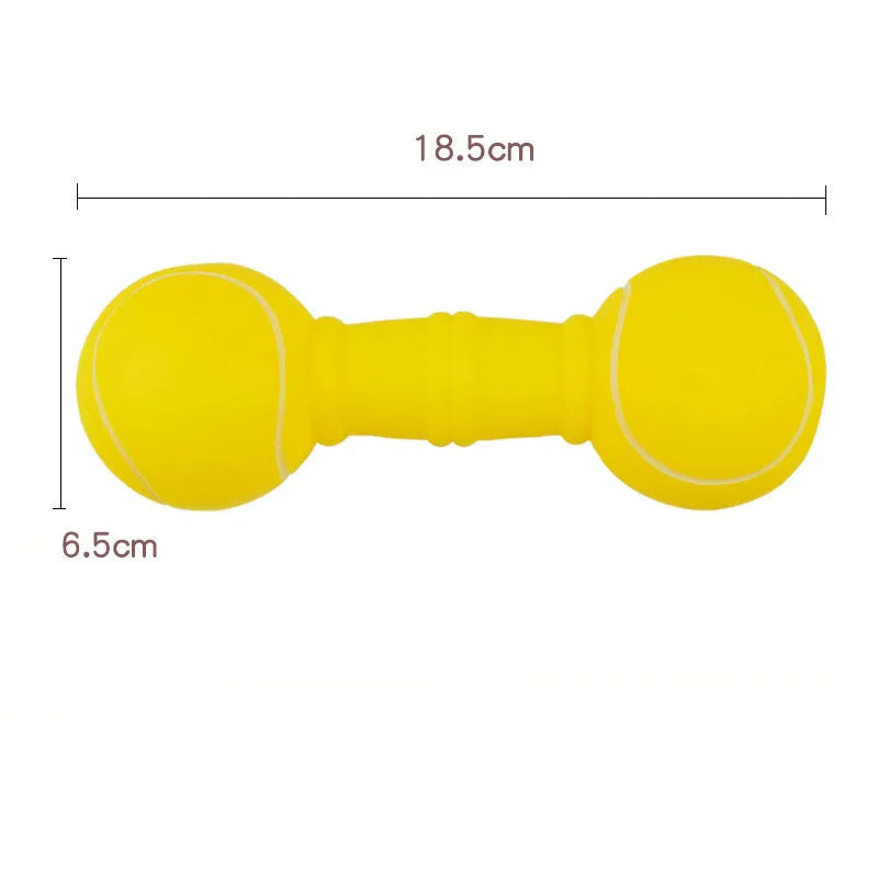 Brown football dumbbell shaped dog chew toy with squeaker