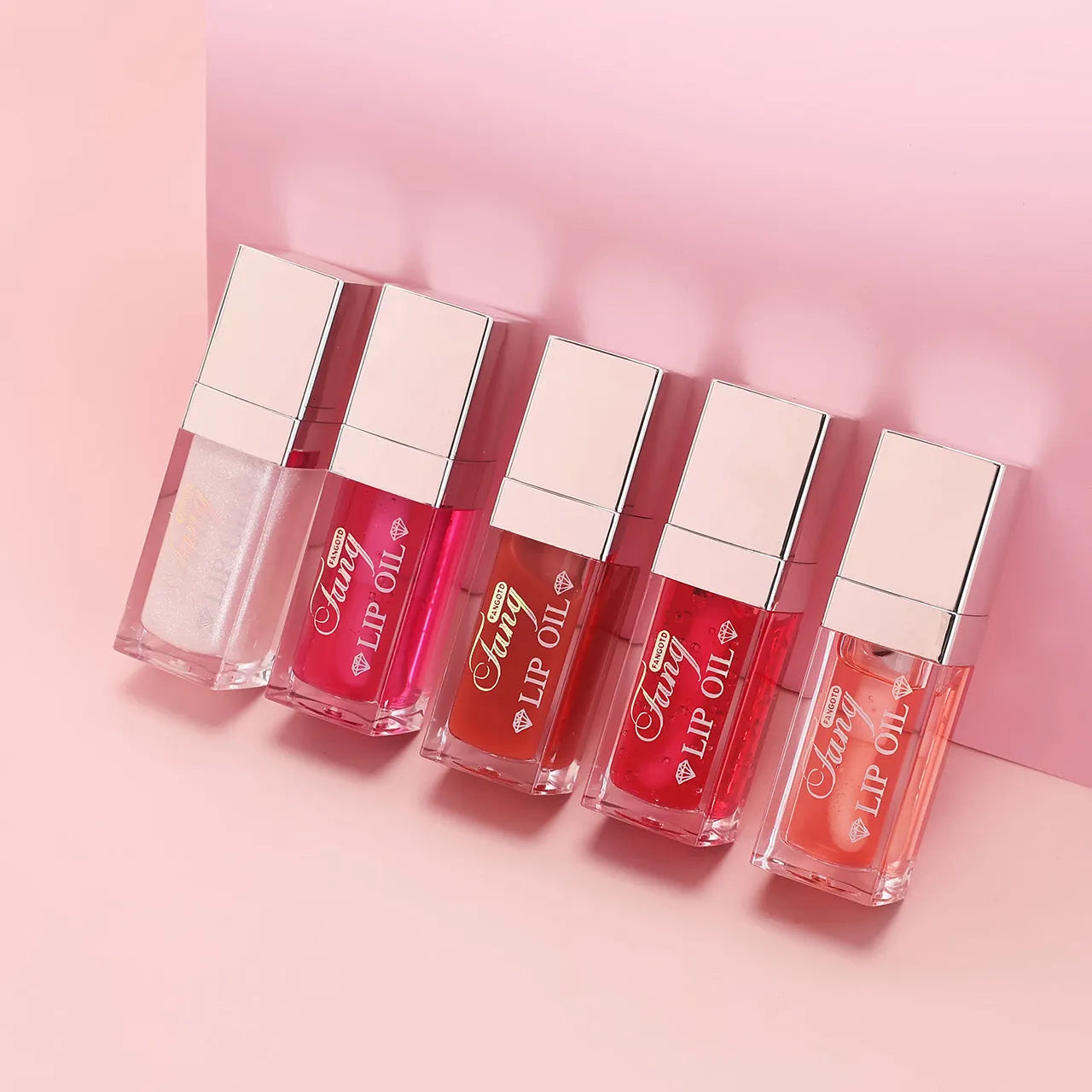 Five colour options of bright lip gloss mint lipstick with moisturising and repairing effect