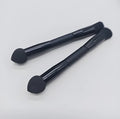 Double-headed miter sponge concealer brush with black wooden handle