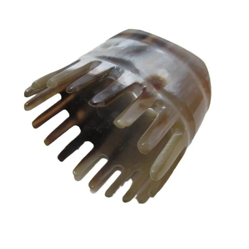 Black buffalo horn meridian massage comb with wide tooth design for scalp stimulation