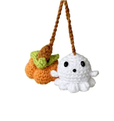 Hand-woven polyester car hanging ornament in cartoon design hanging from rear-view mirror