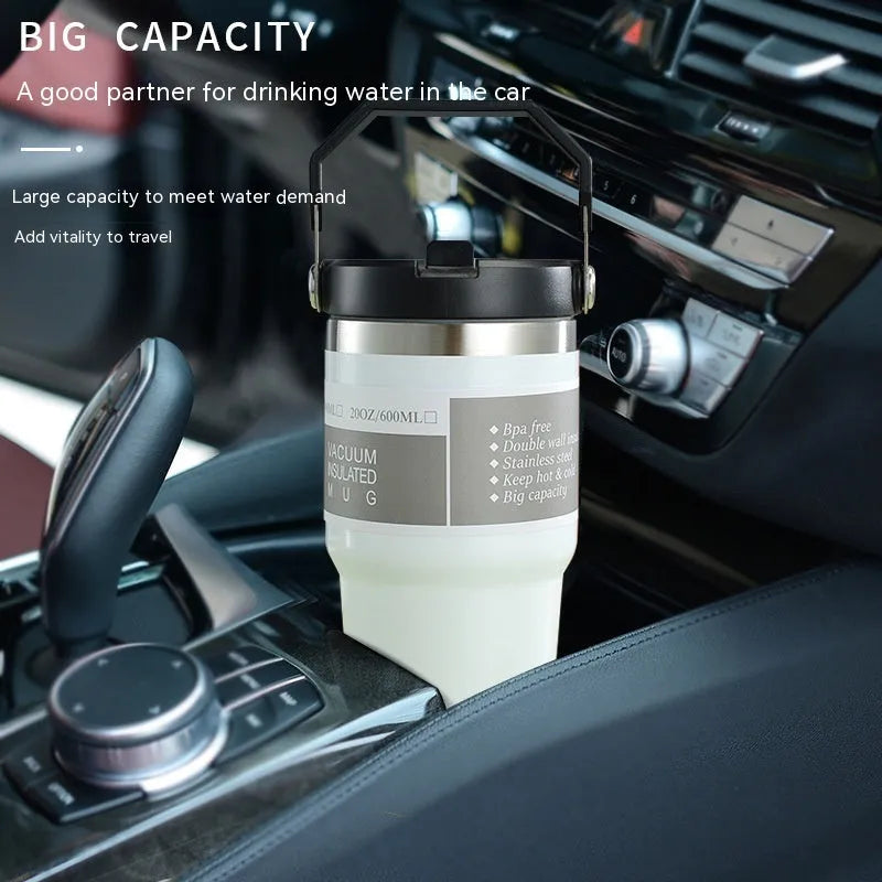 30oz insulated stainless steel travel tumbler with powder-coated finish and splash-proof sliding lid