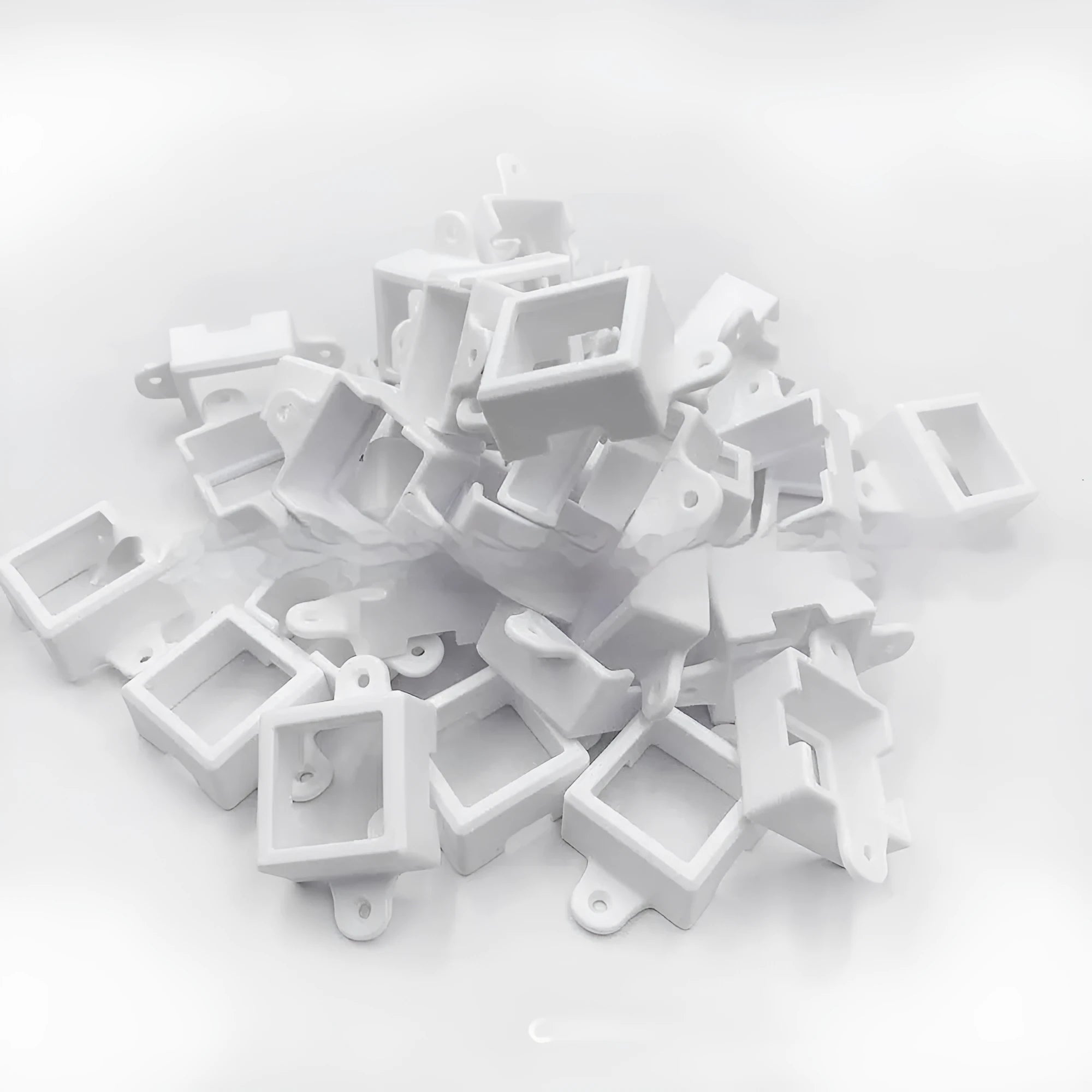 White plastic LED light protective lampshade with fixed bracket, dimensions 1.7cm by 6cm.