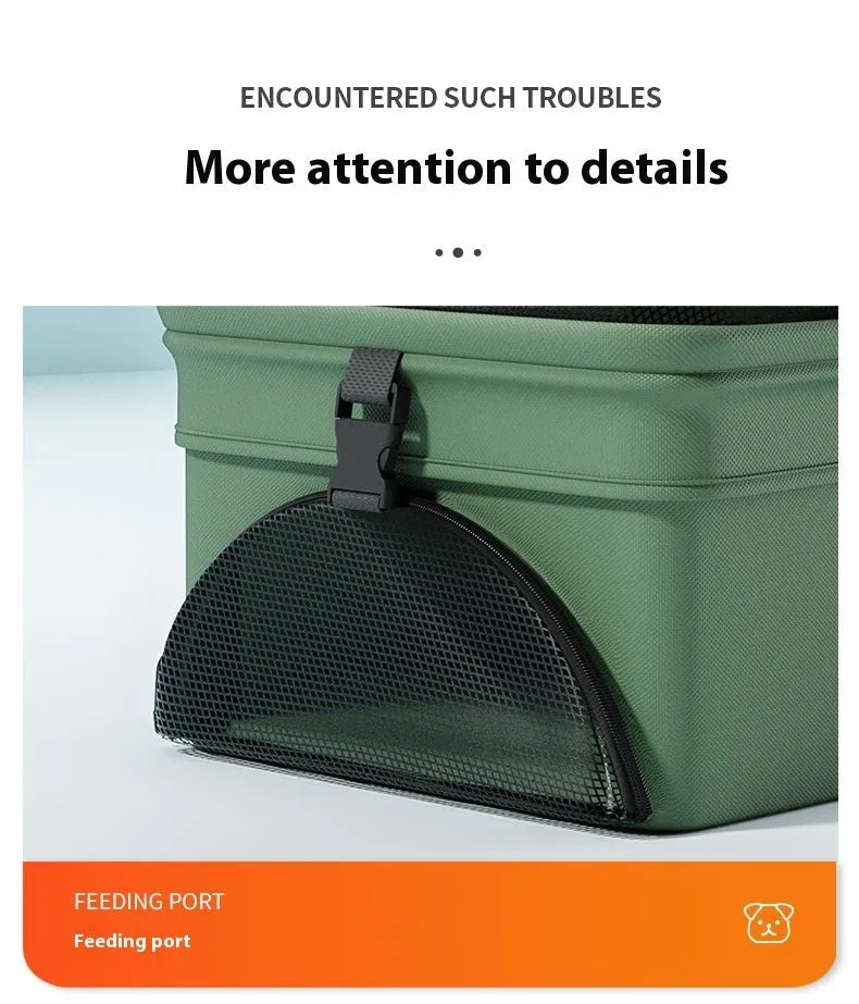 Black folding pet cart with detachable design and metal construction showing large capacity interior