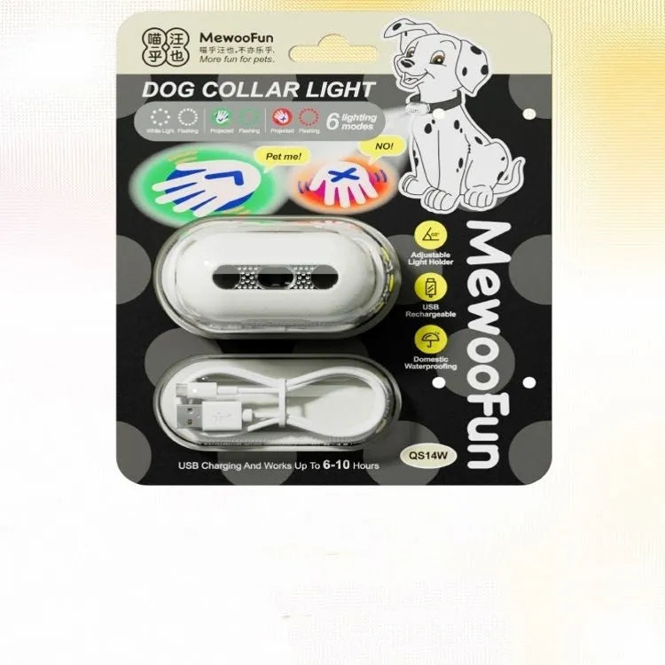 Adjustable pet luminous dog collar with hanging lamp ring in four colour and pattern options