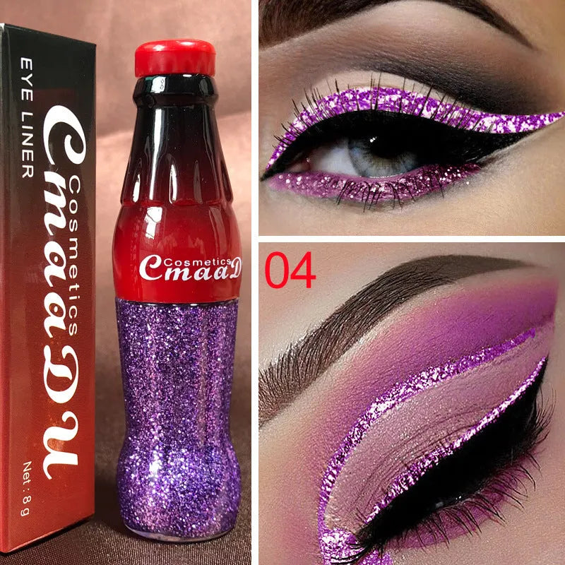 CmaaDu Colour Glitter Liquid Eyeliner in multiple shades, water-resistant liquid glitter formula for precise eye definition