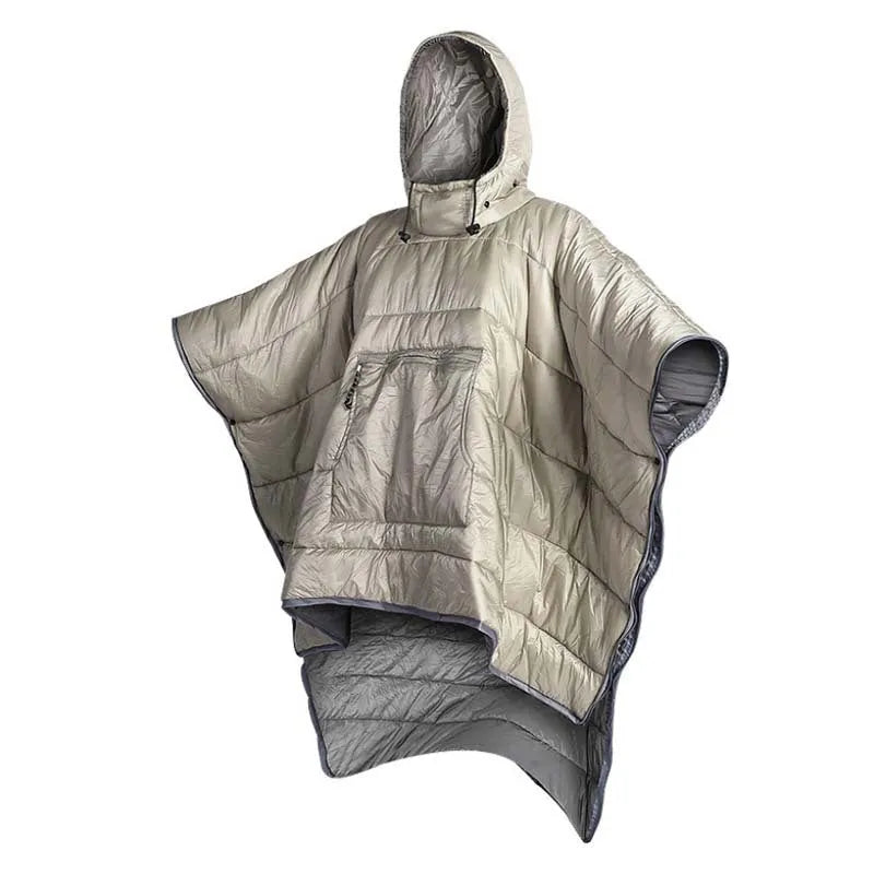 Outdoor cloak sleeping bag wearable camping blanket in Army Green or Grey colours
