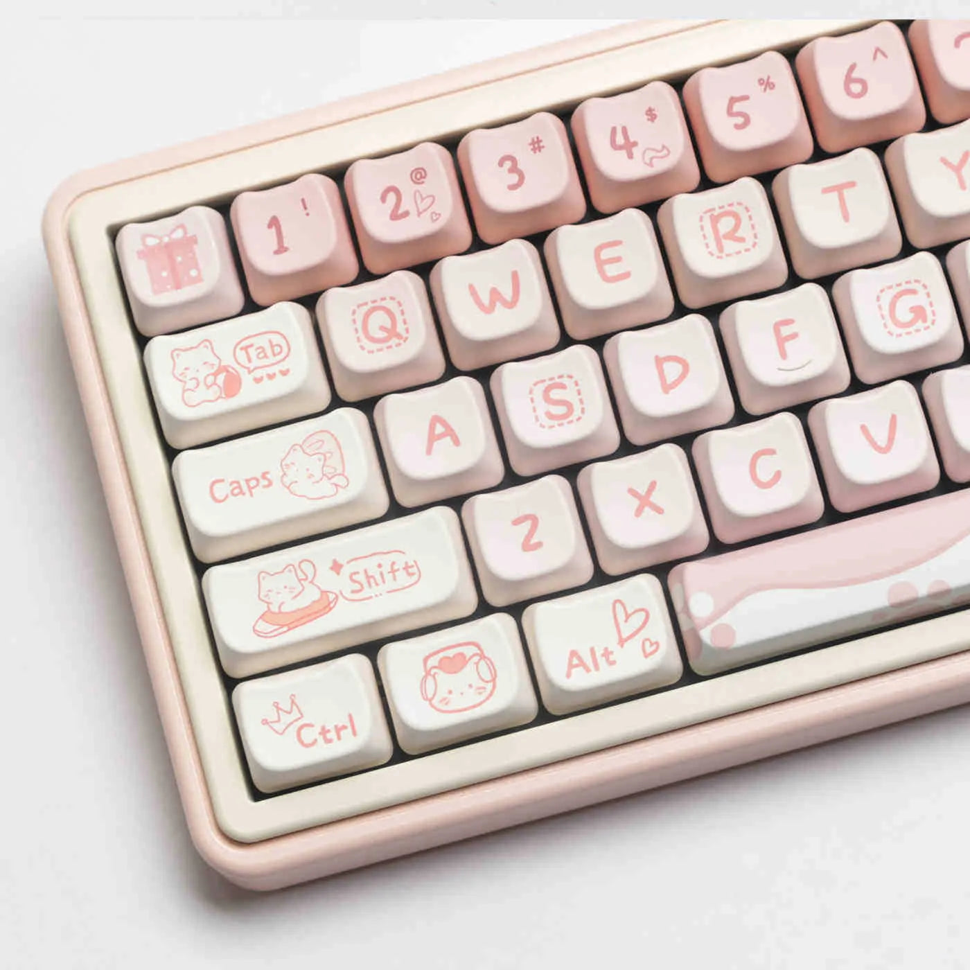 Full set of black PBT sublimation key caps for mechanical keyboards arranged in keyboard layout