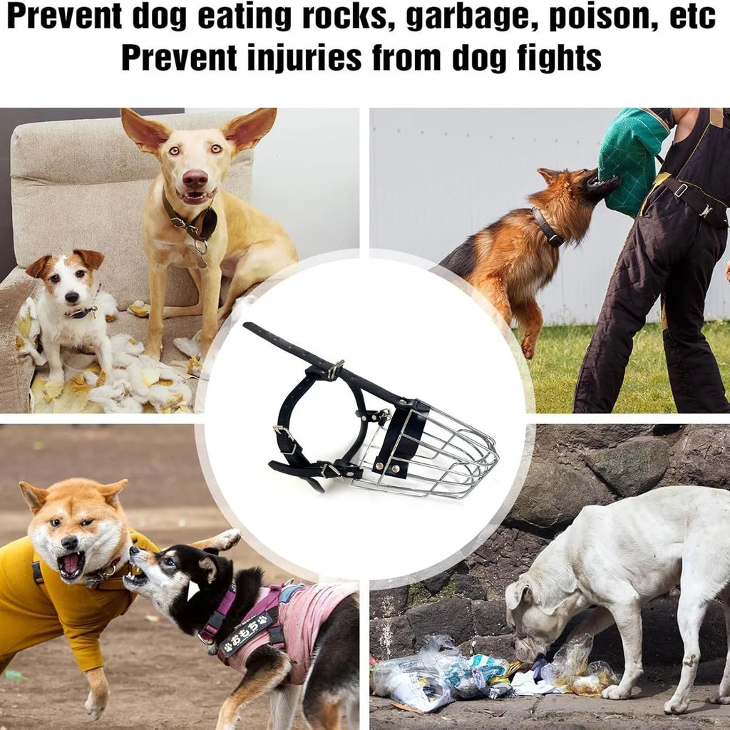 Black metal wire basket dog muzzle for Golden Retriever and German Shepherd breeds