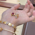 Irregular geometric cross ring with two-tone colour and group diamond setting in retro style