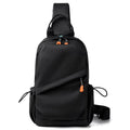 Men's black polyester crossbody bag with single shoulder strap
