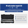 Chromium vanadium steel socket ratchet wrench set with multiple sockets in a case.