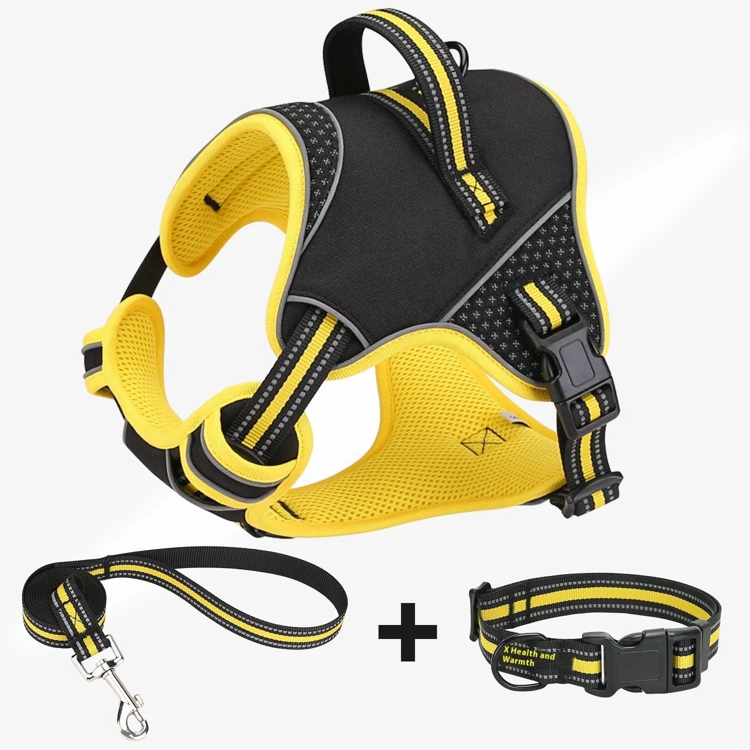 Orange polyester dog harness with anti-breaking design for outdoor training and walks